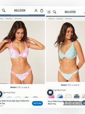 NWT two Hollister curvy high apex under wire floral bikini tops size large